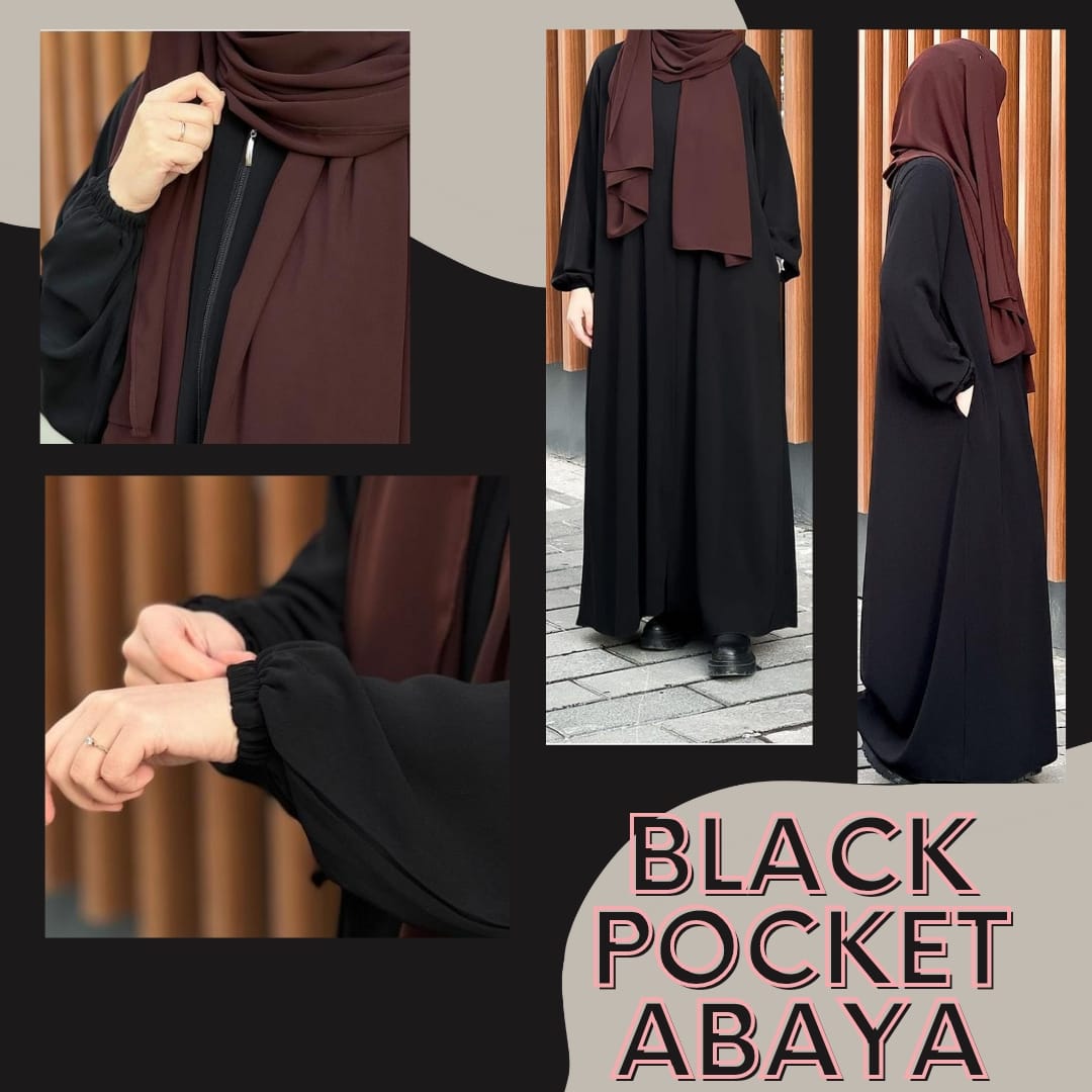 Black Pocket Abaya