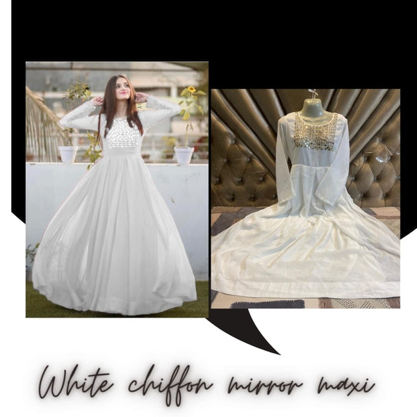 CLEARANCE SALE - White Chiffon Mirror Maxi ✨