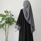 Black Grey Stripe Elegance Abaya ✨