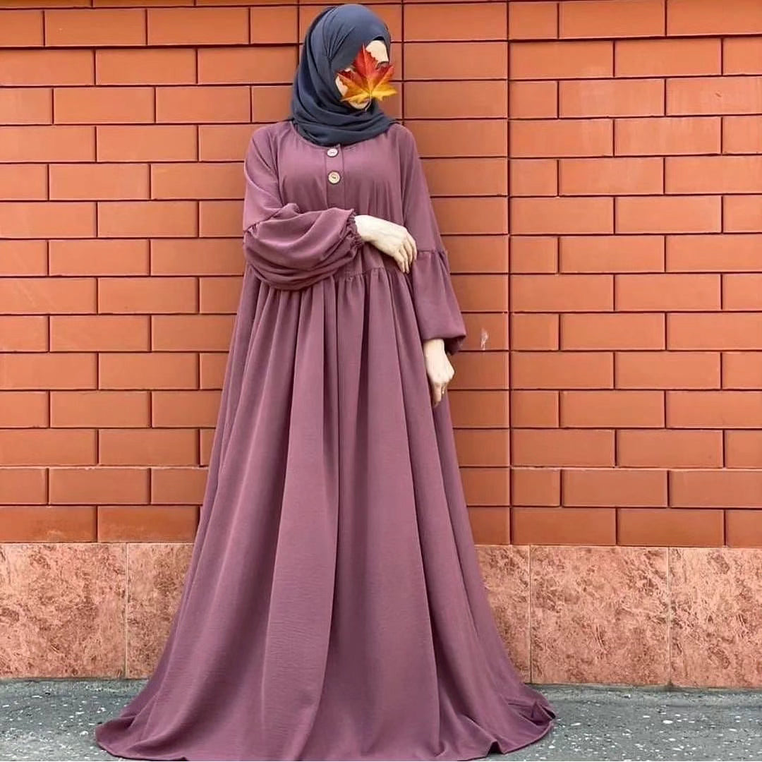 Double Georgette Wood Button Abaya