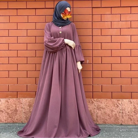 Double Georgette Wood Button Abaya