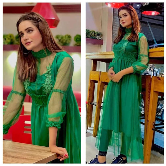 - CLEARANCE SALE - Green Cotton Net Maxi