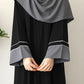 Black Grey Stripe Elegance Abaya ✨